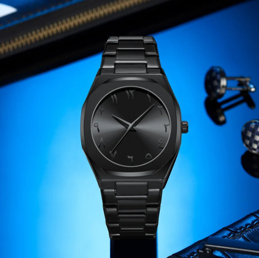 Men's Alloy Arabic Dial Waterproof Watch