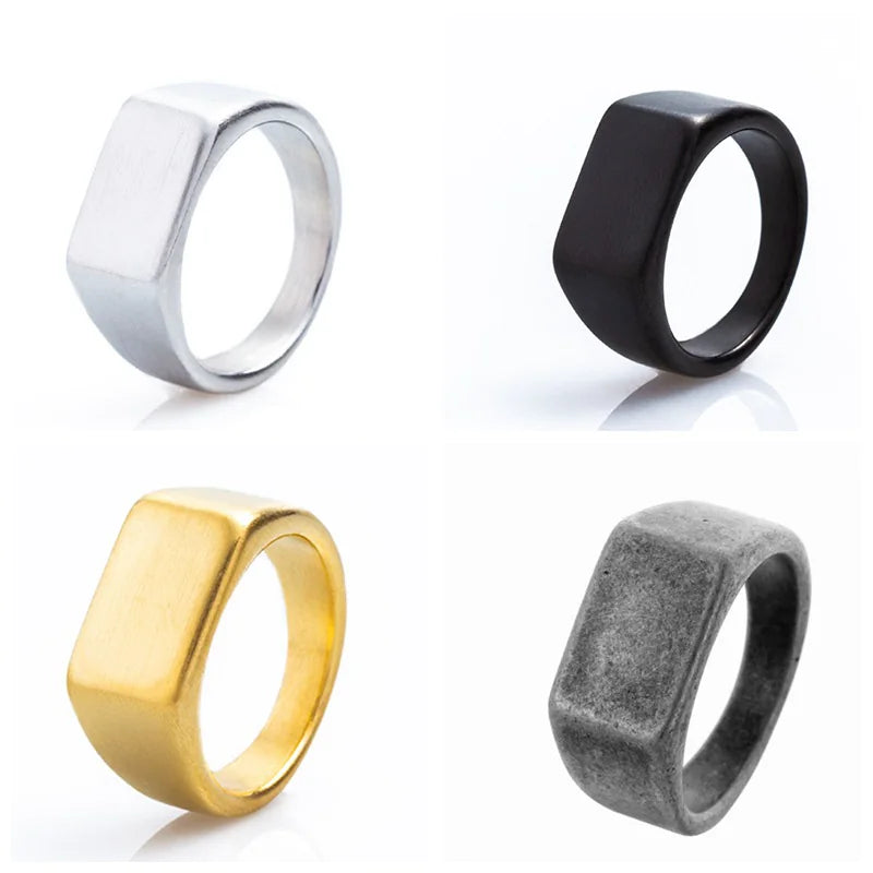 Sand Face Titanium Steel Geometric Fashion Ring