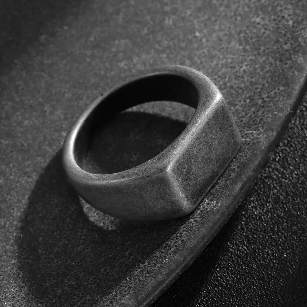 Sand Face Titanium Steel Geometric Fashion Ring
