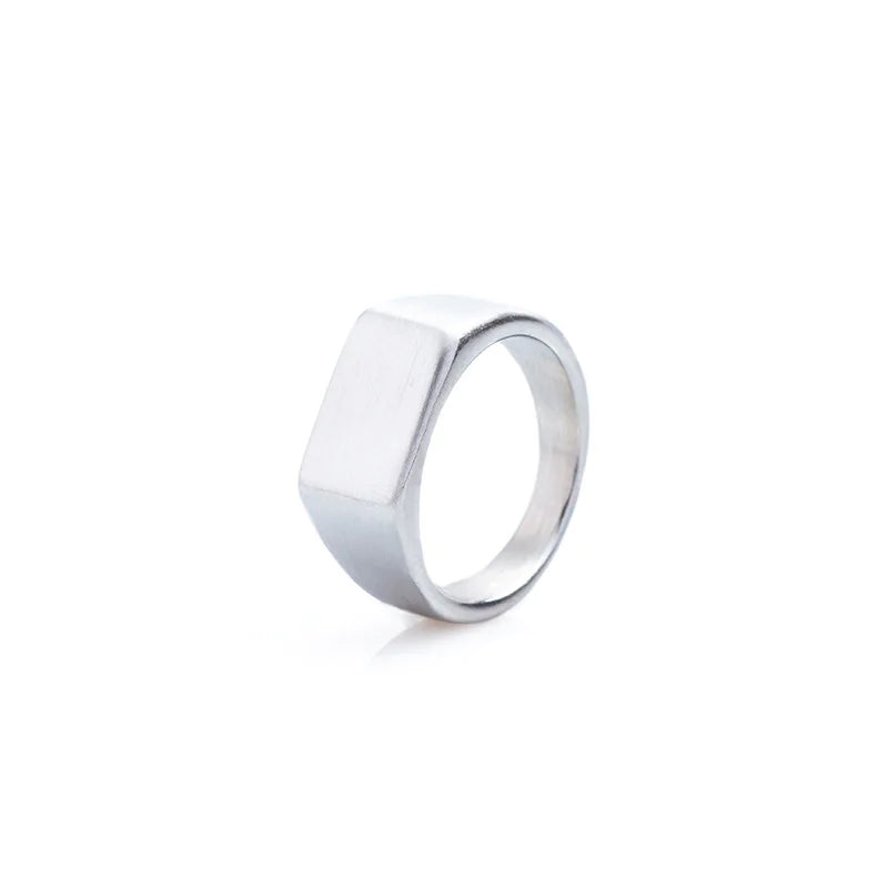 Sand Face Titanium Steel Geometric Fashion Ring