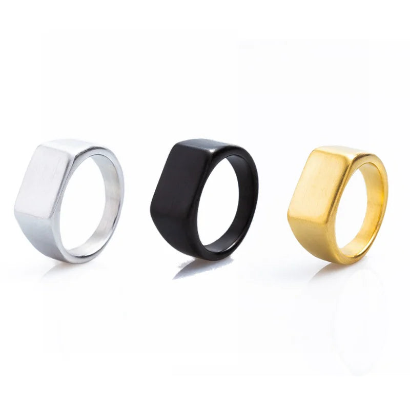 Sand Face Titanium Steel Geometric Fashion Ring