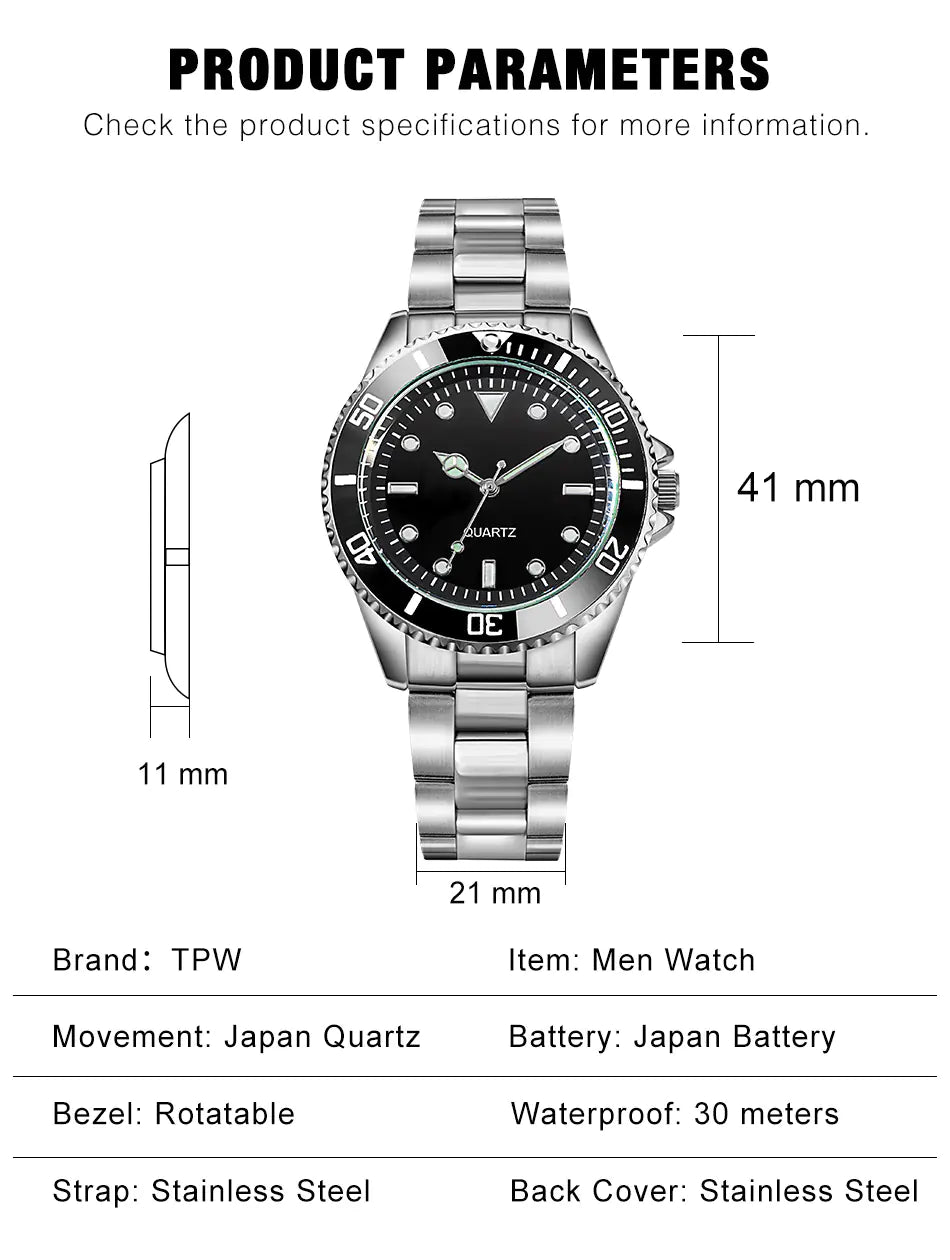 Waterproof Stainless Steel Alloy Men's Quartz Watch