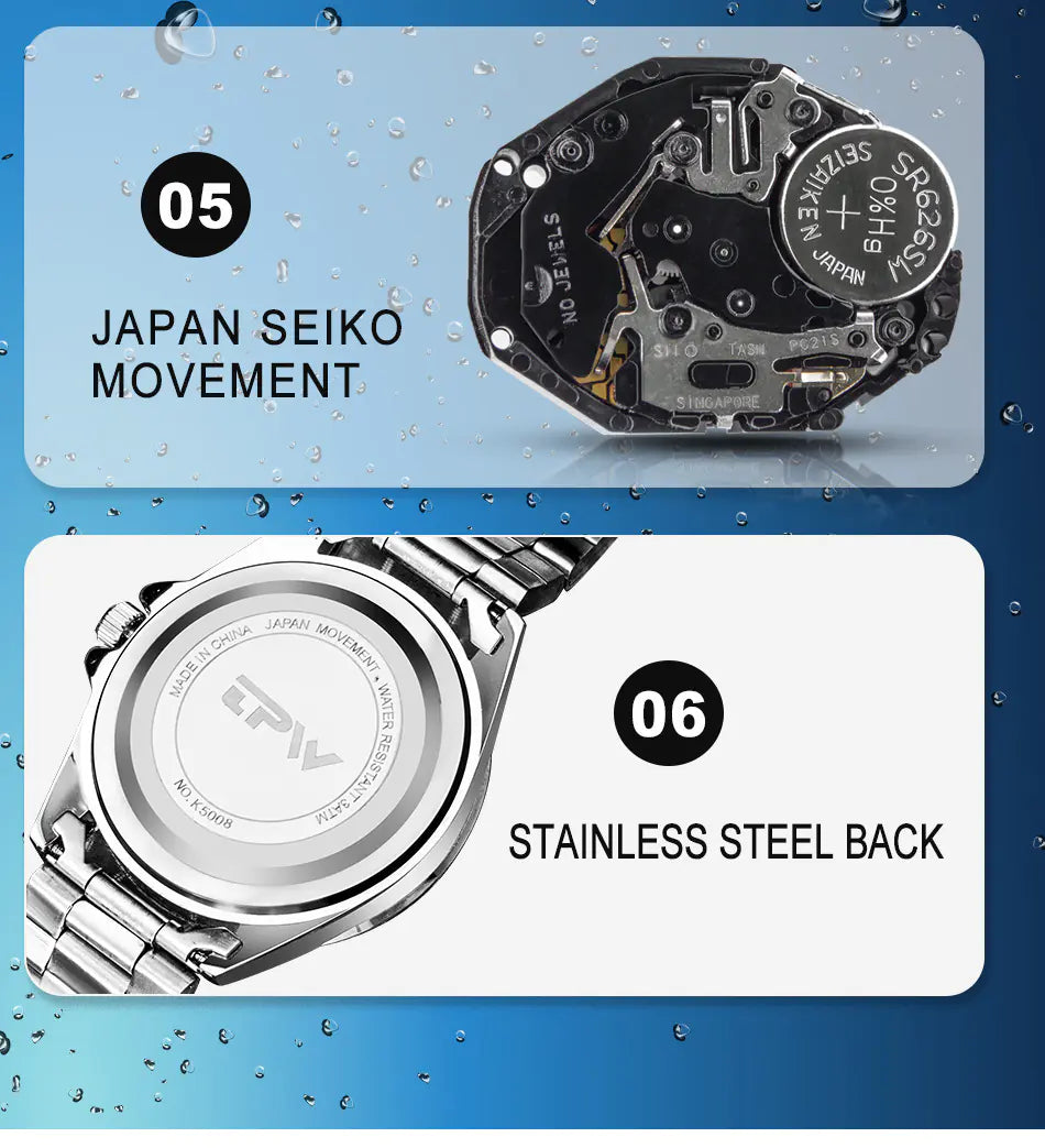Waterproof Stainless Steel Alloy Men's Quartz Watch
