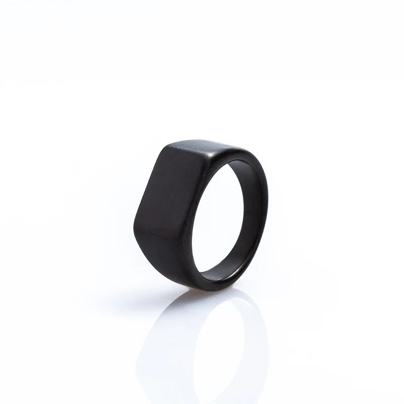 Sand Face Titanium Steel Geometric Fashion Ring