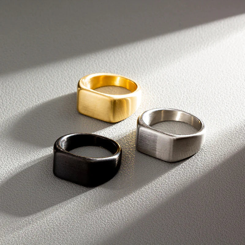 Sand Face Titanium Steel Geometric Fashion Ring